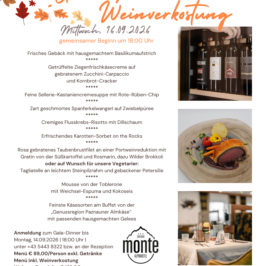 Gala-Menü & Weinverkostung