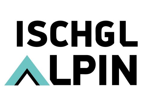 Ein modernes Logo mit dem Text "ISCHGL ALPIN". Es enthält geometrische Formen und klare Linien.