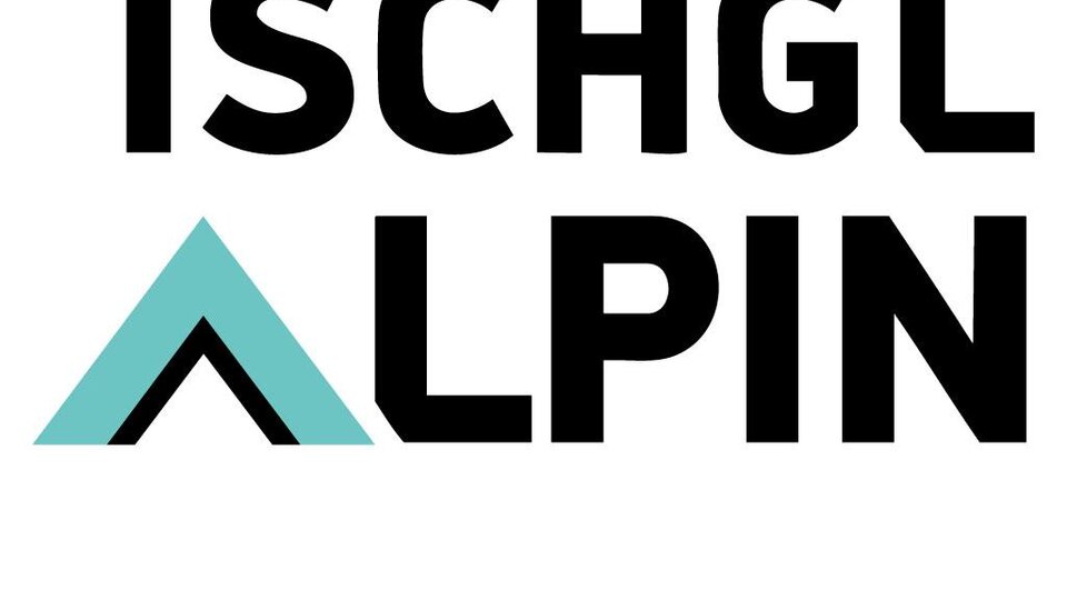 Ein modernes Logo mit dem Text "ISCHGL ALPIN". Es enthält geometrische Formen und klare Linien.