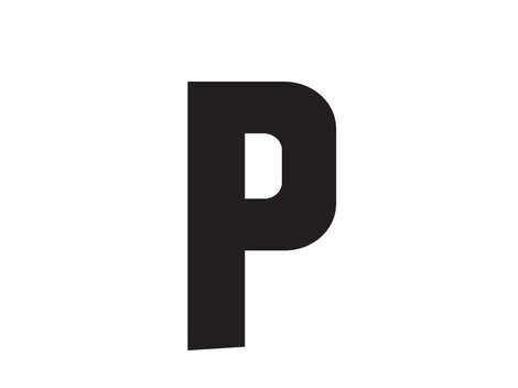Ein großes, schwarzes „P“ auf weißem Hintergrund. Die Schriftart ist modern und schlicht.